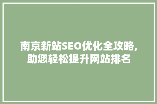 南京新站SEO优化全攻略,助您轻松提升网站排名
