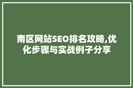 南区网站SEO排名攻略,优化步骤与实战例子分享