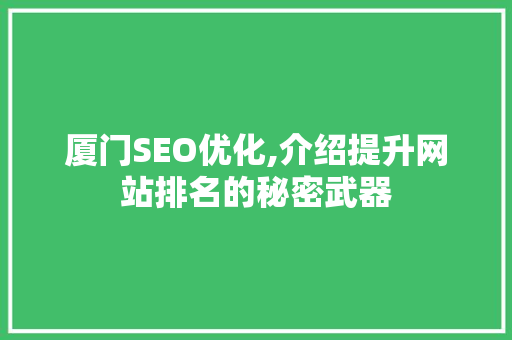 厦门SEO优化,介绍提升网站排名的秘密武器