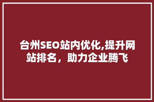 台州SEO站内优化,提升网站排名，助力企业腾飞