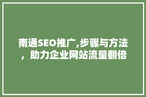 南通SEO推广,步骤与方法，助力企业网站流量翻倍