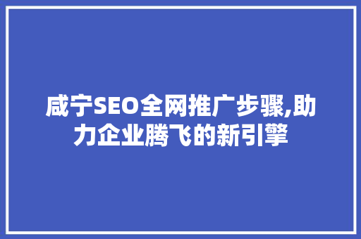 咸宁SEO全网推广步骤,助力企业腾飞的新引擎