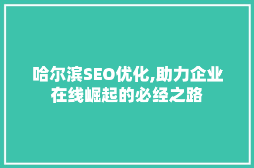 哈尔滨SEO优化,助力企业在线崛起的必经之路
