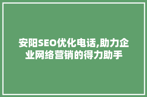 安阳SEO优化电话,助力企业网络营销的得力助手