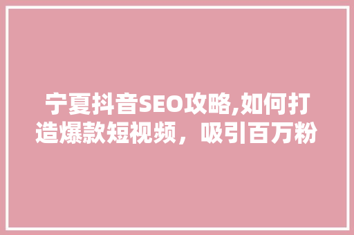 宁夏抖音SEO攻略,如何打造爆款短视频，吸引百万粉丝