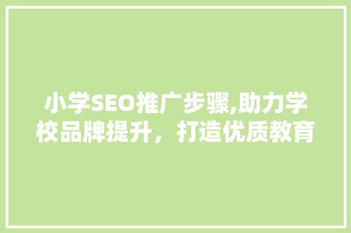 小学SEO推广步骤,助力学校品牌提升，打造优质教育平台