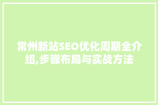 常州新站SEO优化周期全介绍,步骤布局与实战方法