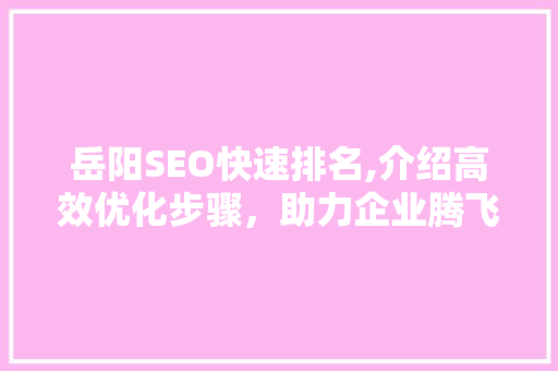 岳阳SEO快速排名,介绍高效优化步骤，助力企业腾飞