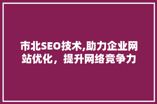 市北SEO技术,助力企业网站优化，提升网络竞争力