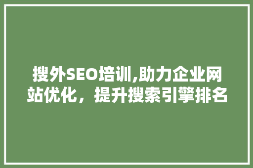 搜外SEO培训,助力企业网站优化，提升搜索引擎排名