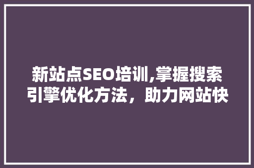 新站点SEO培训,掌握搜索引擎优化方法，助力网站快速崛起