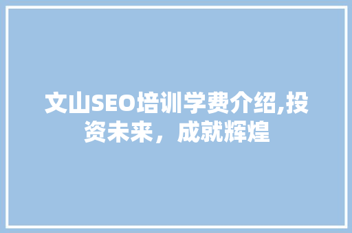 文山SEO培训学费介绍,投资未来，成就辉煌
