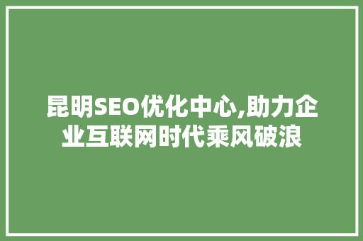 昆明SEO优化中心,助力企业互联网时代乘风破浪