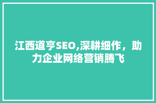 江西道亨SEO,深耕细作，助力企业网络营销腾飞