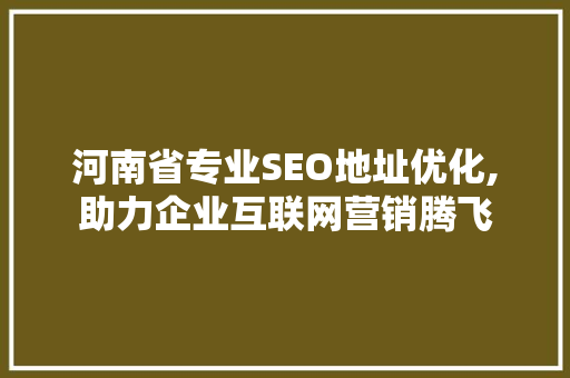 河南省专业SEO地址优化,助力企业互联网营销腾飞