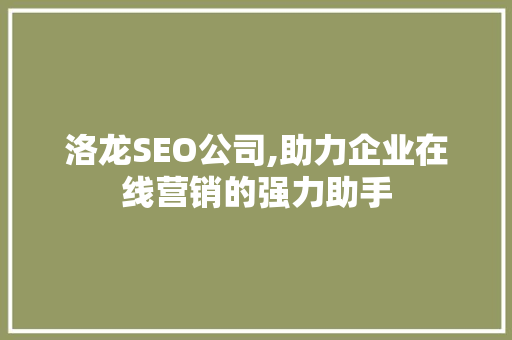 洛龙SEO公司,助力企业在线营销的强力助手