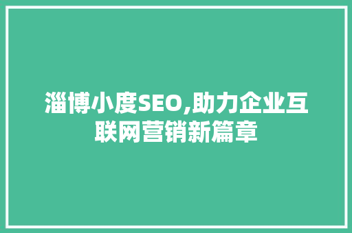 淄博小度SEO,助力企业互联网营销新篇章