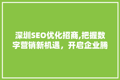 深圳SEO优化招商,把握数字营销新机遇，开启企业腾飞之路