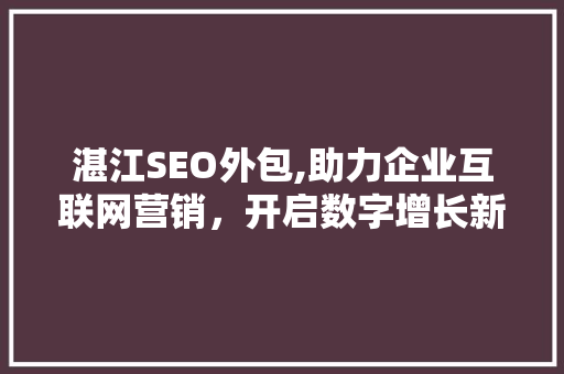 湛江SEO外包,助力企业互联网营销，开启数字增长新篇章