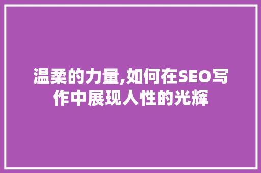 温柔的力量,如何在SEO写作中展现人性的光辉