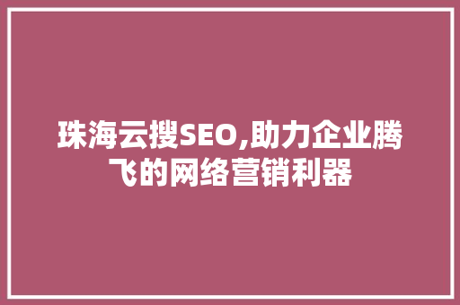 珠海云搜SEO,助力企业腾飞的网络营销利器