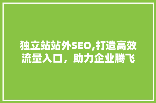 独立站站外SEO,打造高效流量入口，助力企业腾飞