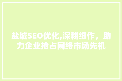 盐城SEO优化,深耕细作，助力企业抢占网络市场先机