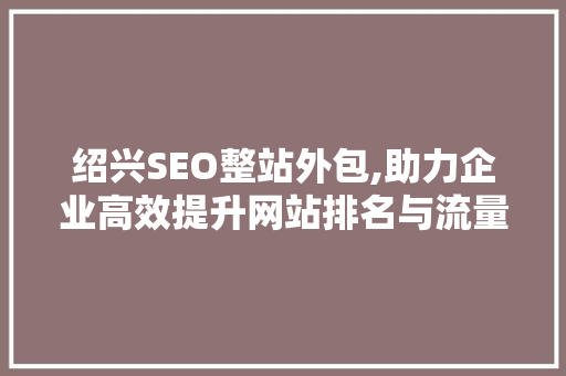 绍兴SEO整站外包,助力企业高效提升网站排名与流量