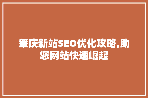 肇庆新站SEO优化攻略,助您网站快速崛起