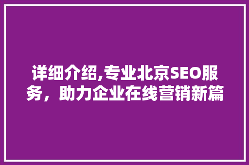 详细介绍,专业北京SEO服务，助力企业在线营销新篇章