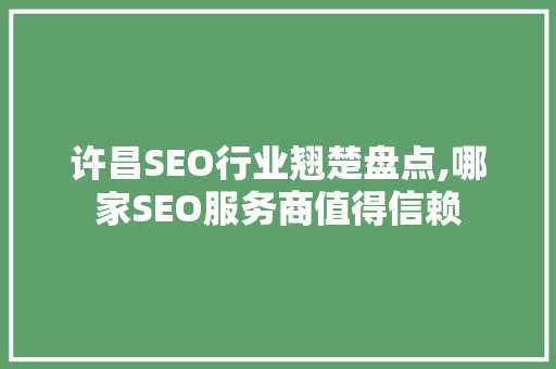 许昌SEO行业翘楚盘点,哪家SEO服务商值得信赖