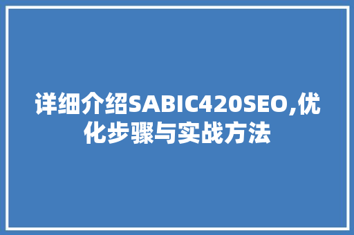 详细介绍SABIC420SEO,优化步骤与实战方法
