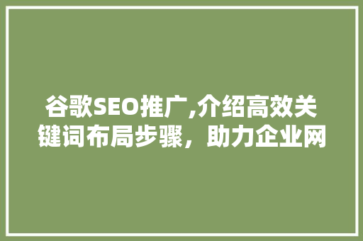 谷歌SEO推广,介绍高效关键词布局步骤，助力企业网站优化