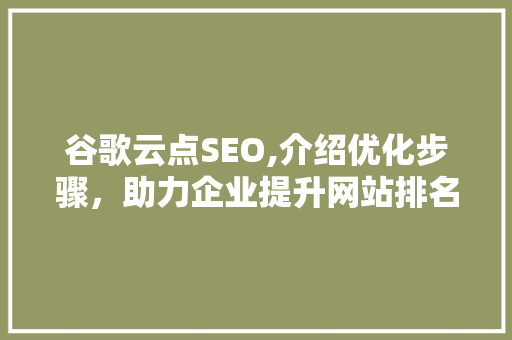 谷歌云点SEO,介绍优化步骤，助力企业提升网站排名