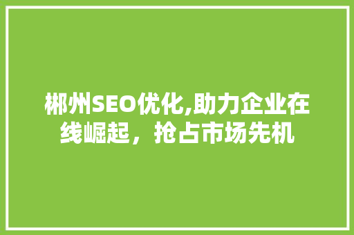 郴州SEO优化,助力企业在线崛起，抢占市场先机
