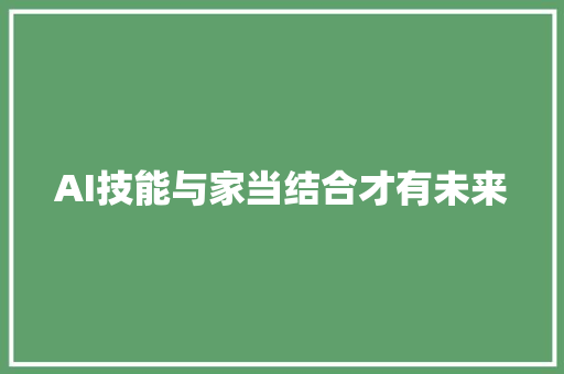 AI技能与家当结合才有未来