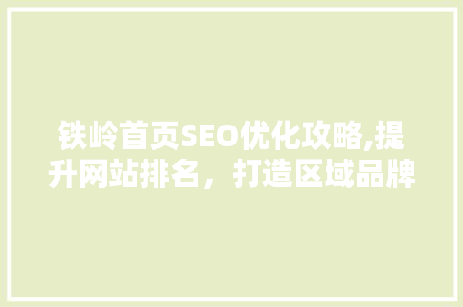 铁岭首页SEO优化攻略,提升网站排名，打造区域品牌影响力