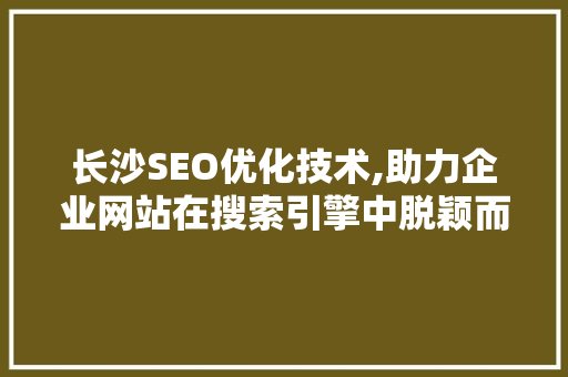 长沙SEO优化技术,助力企业网站在搜索引擎中脱颖而出