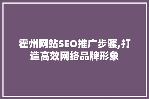 霍州网站SEO推广步骤,打造高效网络品牌形象