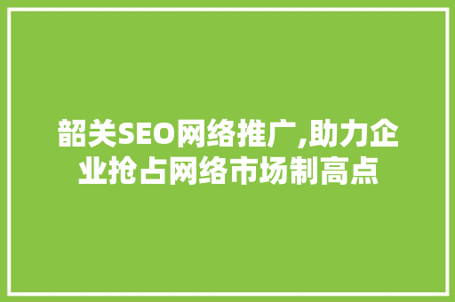 韶关SEO网络推广,助力企业抢占网络市场制高点