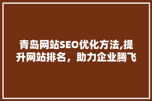 青岛网站SEO优化方法,提升网站排名，助力企业腾飞