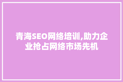 青海SEO网络培训,助力企业抢占网络市场先机