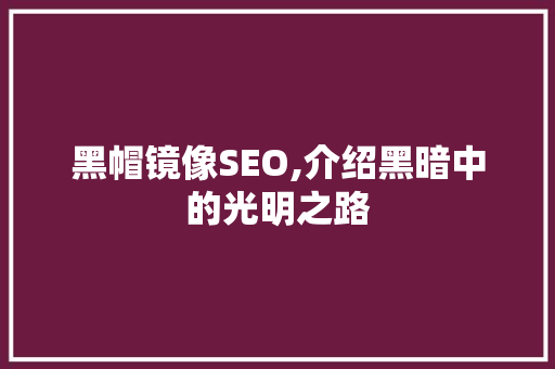 黑帽镜像SEO,介绍黑暗中的光明之路