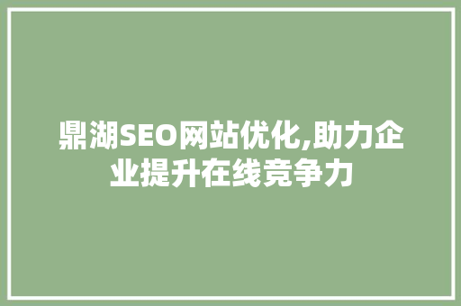 鼎湖SEO网站优化,助力企业提升在线竞争力