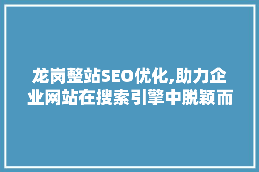 龙岗整站SEO优化,助力企业网站在搜索引擎中脱颖而出