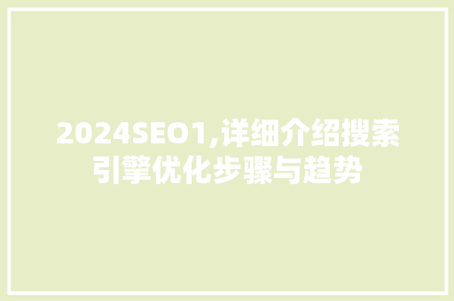 2024SEO1,详细介绍搜索引擎优化步骤与趋势