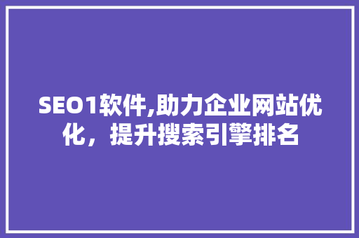 SEO1软件,助力企业网站优化，提升搜索引擎排名