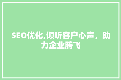 SEO优化,倾听客户心声，助力企业腾飞
