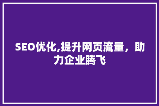 SEO优化,提升网页流量，助力企业腾飞
