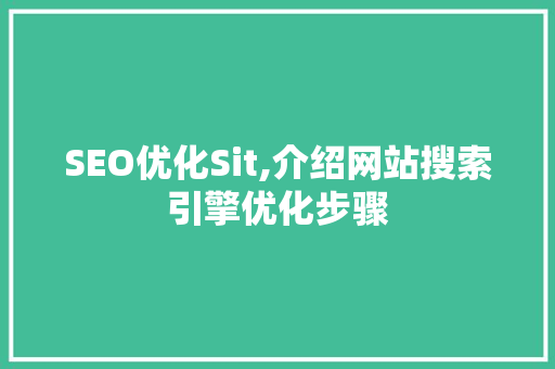 SEO优化Sit,介绍网站搜索引擎优化步骤